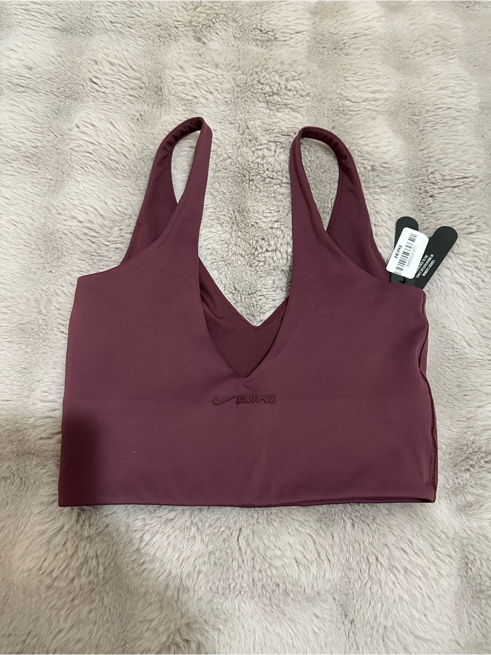 NWT NIKExSKIMS MATTE V-NECK LONGLINE SKIMS XS Currant